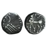 Celtic, Central Gaul. Lingones, Kaletedes, c. 120/00-50 BC. AR Quinarius (10mm, 1.96g, 9h).