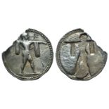 Northern Lucania, Poseidonia, c. 530-500 BC. AR Stater (20mm, 6.53g, 12h). Poseidon, nude but for