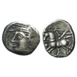 Celtic, Central Gaul. Lingones, Kaletedes, c. 120/00-50 BC. AR Quinarius (12mm, 1.92g, 9h).