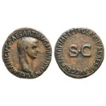 Germanicus (died AD 19). Æ As (29mm, 11.19g, 6h). Rome, 42-3. Bare head r. R/ Legend around large