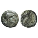 Anonymous, Rome, c. 260 BC. Æ (17mm, 5.72g, 3h). Helmeted head of Minerva r. R/ Head of bridled