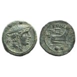 Anonymous, Rome, after 211 BC. Æ Sextans (19mm, 6.56g, 9h). Head of Mercury r. wearing winged