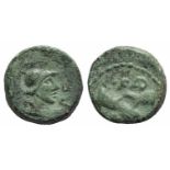 Northern Lucania, Paestum, c. 90-44 BC. Æ Semis (13mm, 3.42g, 9h). Helmeted and draped male bust