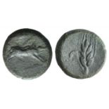 Northern Apulia, Ausculum, c. 300-275. Æ (19mm, 8.48g, 3h). Boar charging r.; above, spearhead r. R/