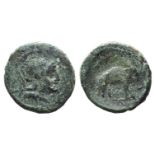 Campania, Capua, c. 216-211 BC. Æ Semuncia (14mm, 2.17g, 10h). Head of Minerva r., wearing crested