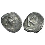 Anonymous, time of Justinian I, c. AD 530. AR Half Siliqua (14mm, 1.42g, 6h). Constantinople.