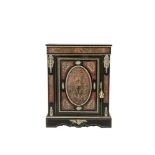 A VICTORIAN LOUIS QUATORZE EBONISED TIMBER AND BOULLE RECTANGULAR SIDE CABINET, embellished with