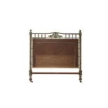 A 19TH CENTURY LOUIS SEIZE KINGWOOD AND BRASS DOUBLE BED with reeded pillars and arched crest rails,