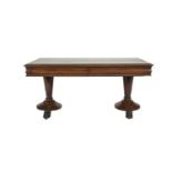 AN EARLY VICTORIAN MAHOGANY LIBRARY TABLE, c.1840, of rectangular form, the plain top with thumb