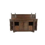 ***PLEASE NOTE: ESTIMATE SHOULD READ €1500 - 2000***A LARGE SHAPED RECTANGULAR OAK SIDEBOARD, part