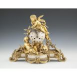 A FRENCH ORMOLU AND POLISHED STEEL MANTLE CLOCK, 19th century, representative of the arts, the