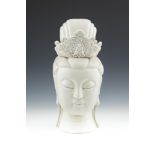 A CHINESE BALNC DE CHINE GUANYIN, Goddess of Mercy, with five point tiara. 40cm high