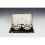 A CASED SET OF EDWARDIAN SILVER BON-BON DISHES, Birmingham, each of shaped circular form,