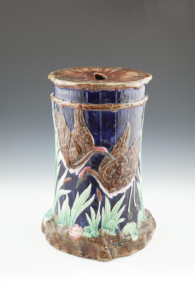 A VICTORIAN MAJOLICA STAND, late 19th century, attributed to Thomas Forester, decorated in the