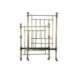 A PAIR OF LATE VICTORIAN BRASS SINGLE BED HEADS AND ENDS with ball finials and turned columns,