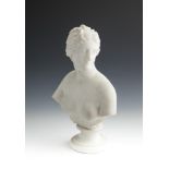 A CONTINENTAL MARBLE BUST OF VENUS, signed on the reverse 'Pugis', the classical figure modelled