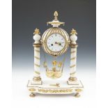 A FRENCH MARBLE AND ORMOLU MOUNTED 'BALLOON' MANTLE CLOCK, 19th century, modelled as a hydrogen