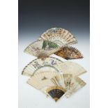A COLLECTION OF 19TH CENTURY AND LATER FANS, with a number of fine hand painted examples: