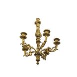 A FRENCH CAST BRASS FIVE LIGHT CHANDELIER, 19TH CENTURY, decorated with lion mask and foliate motifs