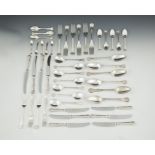 A LARGE SUITE OF SILVER KING'S PATTERN CUTLERY, Sheffield 1942/43, comprising:- 12 large dinner