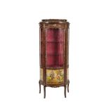 A LOUIS XVI VERNIS MARTIN STYLE DISPLAY CABINET, with glazed door and fitted interior, decorated