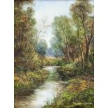 PETER SNELL (b.1935)A Wooded River LandscapeOil on canvas, 40.5 x 30.5cmSigned