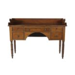 A 19TH CENTURY MAHOGANY RECTANGULAR COMPACT SIDEBOARD, with raised panel back and sides above a