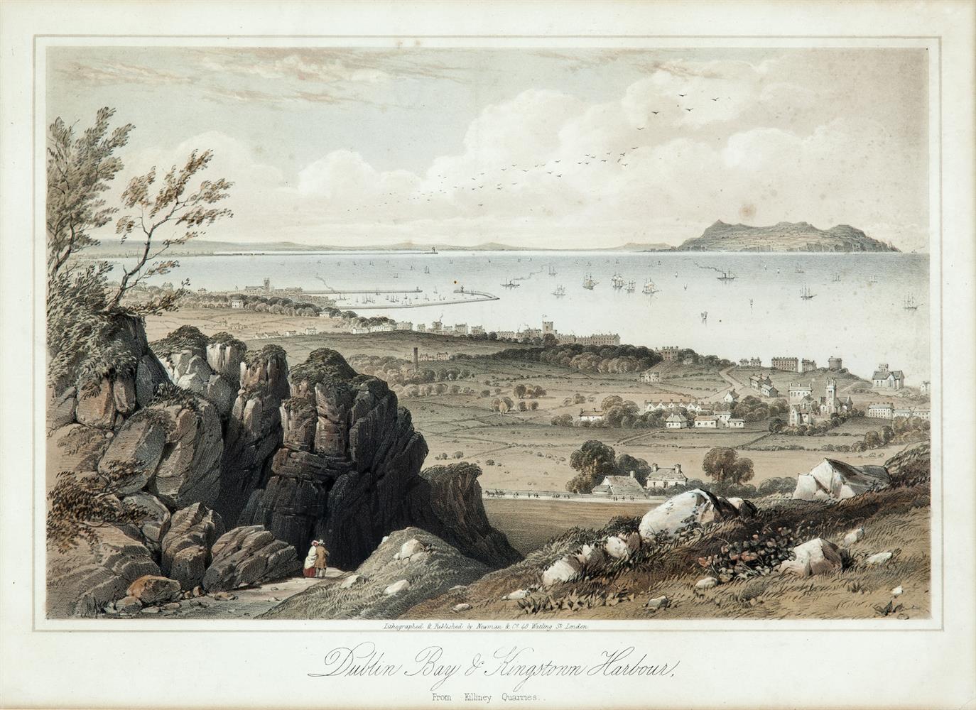 NEWMAN & CO., LONDONDublin Bay and Kingstown Harbour from Killiney QuarriesLithograph, 27 x
