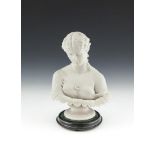 A LATE 19TH CENTURY PARIAN CHINA BUST OF CLYTIE, probably Minton, modelled in traditional form on