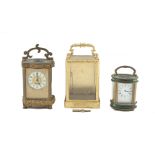 ***PLEASE NOTE THIS LOT ALSO INCLUDES A SMALL CLOISIONNE ENAMEL CLOCK***A BRASS CARRIAGE CLOCK,