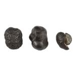 A COLLECTION OF THREE METEORS, comprising two intact examples and one open, bearing label 'Thunder-