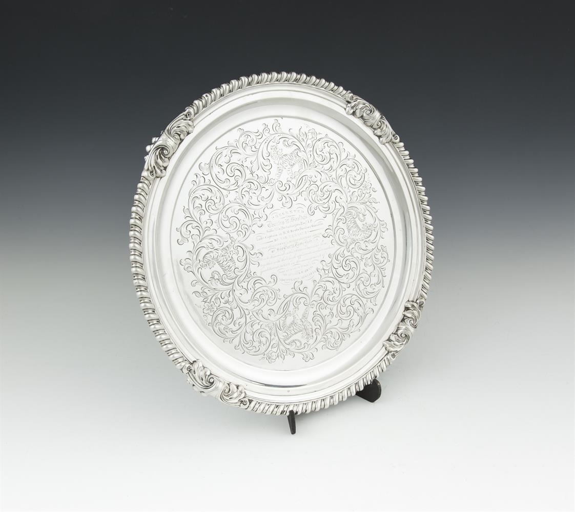 A VICTORIAN SILVER PRESENTATION SALVER, Sheffield 1815, makers mark possibly that of John Winter, of