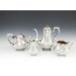 A FINE VICTORIAN FOUR PIECE TEA AND COFFEE SERVICE, Sheffield 1850, makers mark of Roberts &