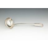 A GEORGE IV FIDDLE PATTERN SILVER LADLE, Dublin 1824, makers mark of Thomas Farnett, with rat-tail