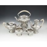 A 19TH CENTURY SILVER FIVE PIECE TEA AND COFFEE SERVICE, London 1899, makers marks of West & Son (