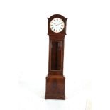 A MAHOGANY LONGCASE CLOCK, mid 19th century, the domed hoop with moulded rim, white enamel dial,