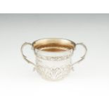 A SILVER TWO HANDLE CUP, London 1898, mark of Charles Stuart Harris, with gilded interior,