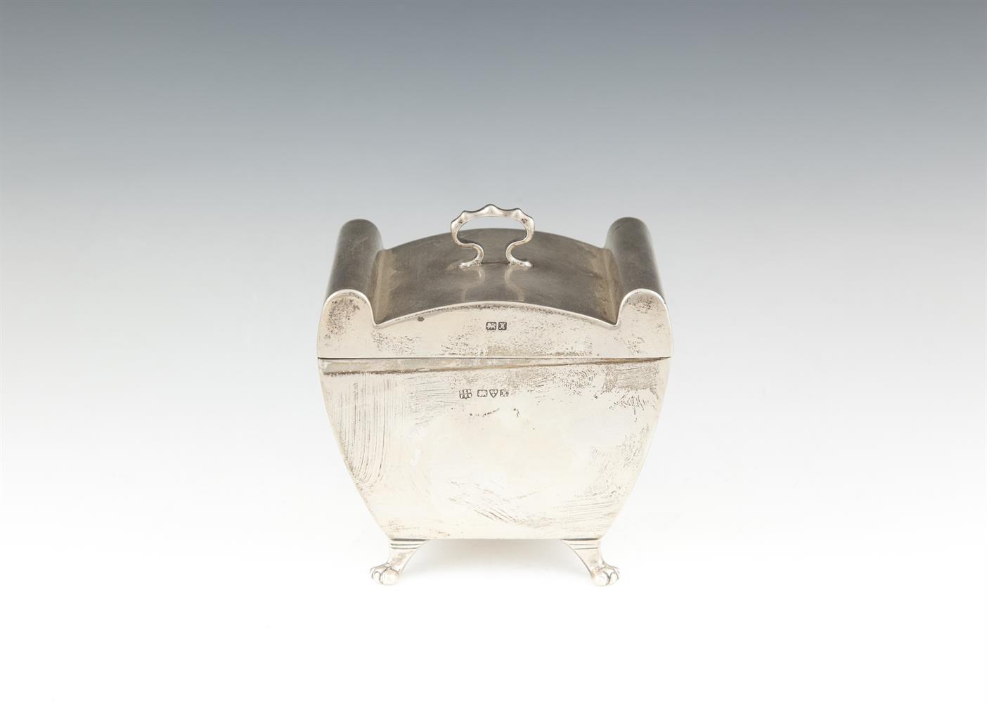AN EDWARDIAN SILVER TEA CADDY, Chester 1910, makers mark of Barker Brothers, of bombée form, the