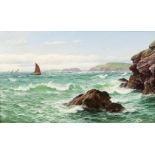 DAVID JAMES (1853-1904)An Easterly Breeze, Caermarthen Bay, South WalesOil on canvas, 45 x