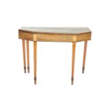 A GEORGE IV INLAID MAHOGANY FOLDING TOP CARD TABLE, of octagonal form, the interior base lined and