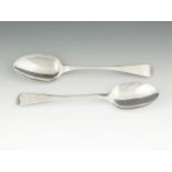 A PAIR OF GEORGE III OLD ENGLISH PATTERN SILVER TABLE SPOONS, London 1816, makers mark of Josiah &