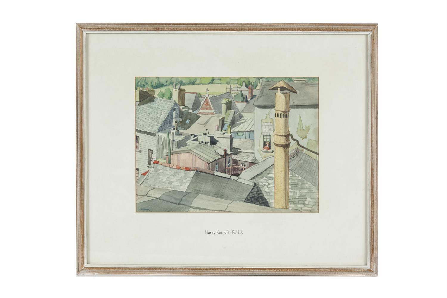 Harry Kernoff RHA (1900-1974)Pattern of Roofs, Killarney 1943 or 'The Girl at the Window' - Image 2 of 2
