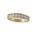 A DIAMOND ETERNITY BANDA half circle composed of a row of graduated round brilliant-cut diamonds