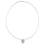 A DIAMOND CROSS PENDANT NECKLACEThe rigid and thin collar necklace, suspending a cross pendant set