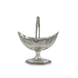 AN IRISH GEORGE III SILVER OVAL PANELLED SUGAR BOWL, Dublin 1792, mark of John Stoyte, with reeded