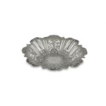 AN EDWARDIAN SILVER SHAPED CIRCULAR PANELLED FRUIT BOWL, Birmingham 1903, mark of C.W. & S. with