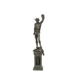 A 19TH CENTURY BRONZE REDUCTION OF THE CELEBRATED STATUE BY CELLINI OF PERSEUS AND THE SLAIN MEDUSA,