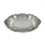 A MODERN IRISH SILVER SHAPED OVAL PANELLED FRUIT DISH, Dublin 1973, mark of Jewellery