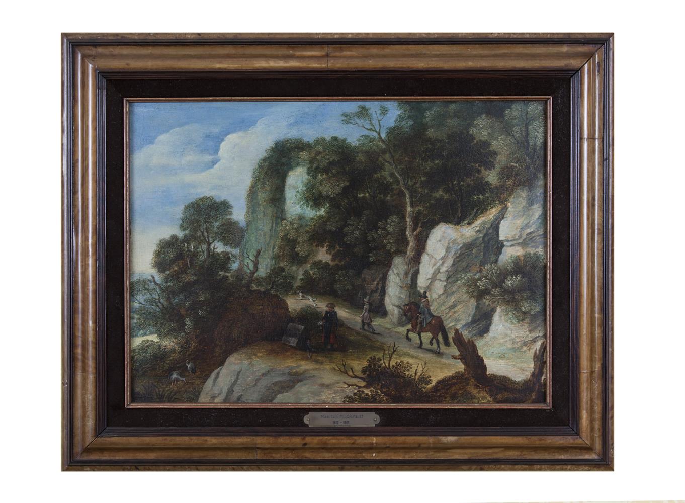 MARTEN RYCKAERT (1587-1631)Mountainous landscape with horse and riding figuresOil on panel, 30 x