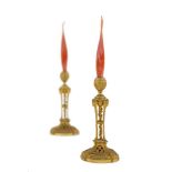 A PAIR OF 19TH CENTURY FRENCH ORMOLU CANDLESTICKS, in the Louis Seize style, of classical form, each